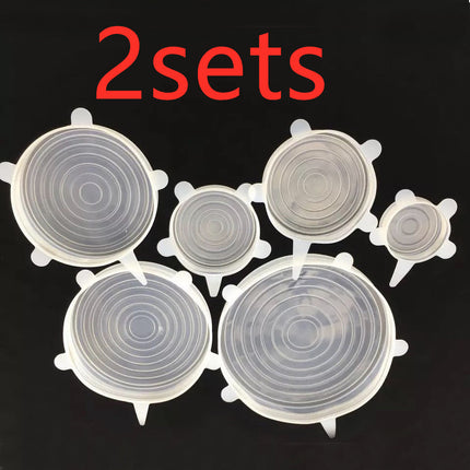 The 6-piece set of multi-functional silicone lid can be stretched to seal the fruit and vegetable lid