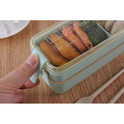 Square Double Three-layer Wheat Straw Fiber Plastic Lunch Box