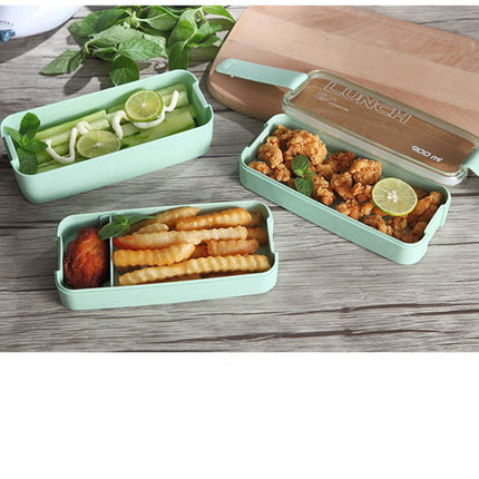 Square Double Three-layer Wheat Straw Fiber Plastic Lunch Box