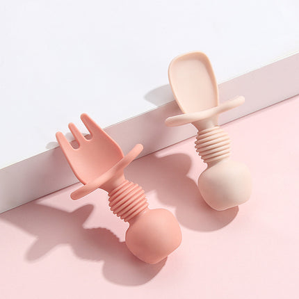 Baby Silicone Fork Spoon With Short Handle