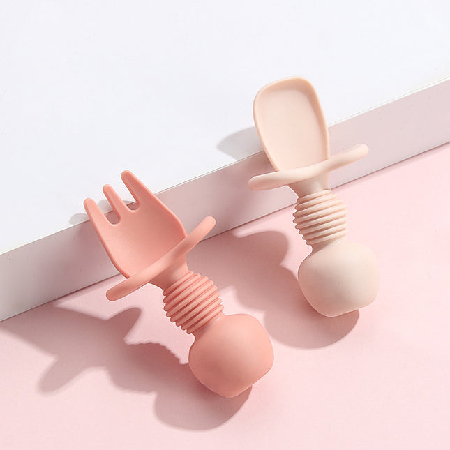 Baby Silicone Fork Spoon With Short Handle
