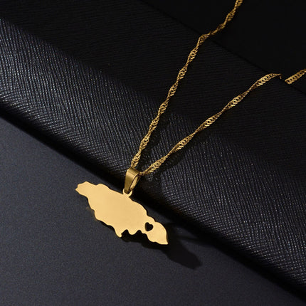 All-match Jamaica Map Geometric Pendant Necklace