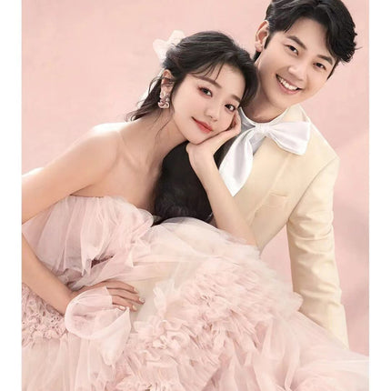 Street Photography Pettiskirt Colored Mesh Temperament Banquet Light Wedding Dress