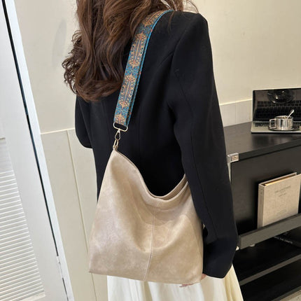 Women's Shoulder Bag With Ethnic Style Wide Shoulder Strap Ins Large Capacity Bucket Crossbody Bags Fashion Handbag