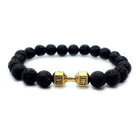 Men's Jewelry Alloy Metal Barbell & Lava Rock Stone Beads Fitness Fashion Dumbbell Bracelet