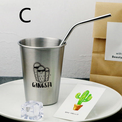 Nordic Metal Simple Style 304 Stainless Steel Cold Water Toothbrush Couple Cup