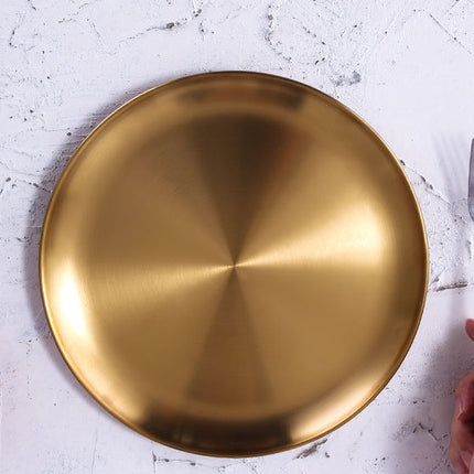 Retro Metal Round Tray Stainless Steel Snack Fruit Tray Jewelry Storage Tray European Style Dinner Plates
