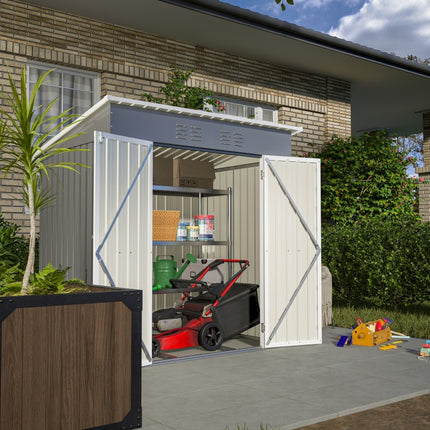 6'x4' Outdoor Metal Storage Shed For Garden Tools Lockable Door With Floor Frame