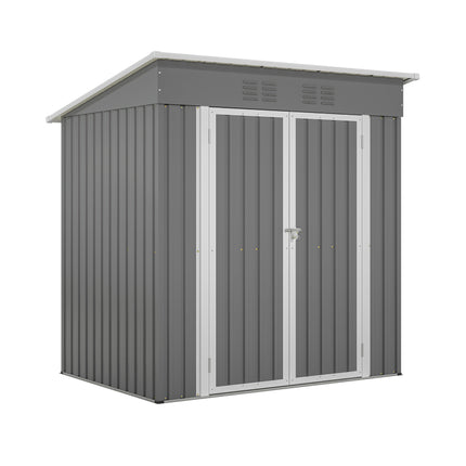6'x4' Outdoor Metal Storage Shed For Garden Tools Lockable Door With Floor Frame
