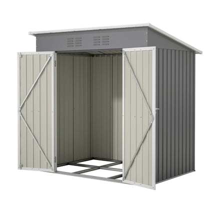 6'x4' Outdoor Metal Storage Shed For Garden Tools Lockable Door With Floor Frame