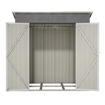 6'x4' Outdoor Metal Storage Shed For Garden Tools Lockable Door With Floor Frame