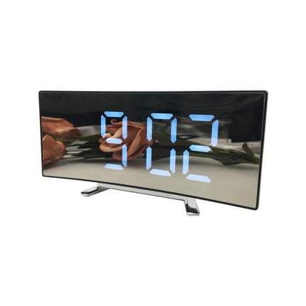 LED Digital Alarm Clock USB Temperature Curved Display Snooze Bedside Modern Hot