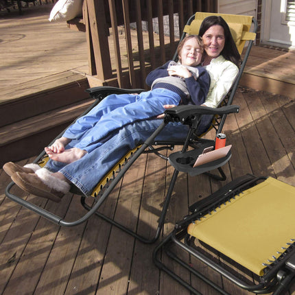 2Packs Zero Gravity Lounge Chair With Dual Side Tray Stress Relief Pillow 330lbs Max Load Per Chair Foldable For Patio Poolside Beach Fedex Shipping
