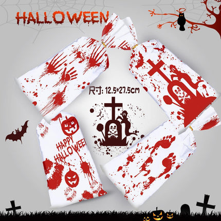 Red And White Halloween Drawstring Bag