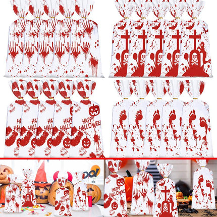 Red And White Halloween Drawstring Bag