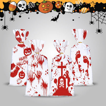Red And White Halloween Drawstring Bag