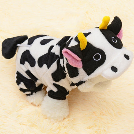 New Pet Dog Cat Coat Warm Cow Costume Sweatshirt Hooded Clothing Sweater Winter Clothes Cat Clothing Jumpsuits Cow