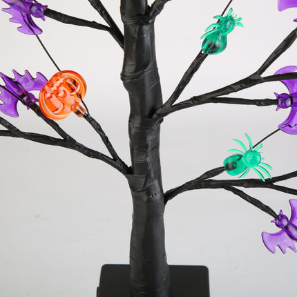 2Pack 1.97FT Lighted Halloween Trees Halloween Indoor Decorations Black Halloween Tree Lights With Timer Adjustable Twigs For Tabletop Party