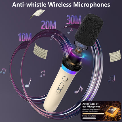 JYX D30 Karaoke With 2 Microphones&Bluetooth Speaker With Wireless Microphone And Lights For Adults And Kids