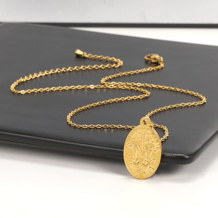 S925 Vintage Cameo Necklace Simple Personality Oval Necklace For Women Jewelry