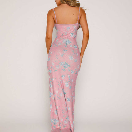 Y2K Slim Flowers Printing Slip Dress Women's Summer Suspender Skirt Vacation Beach Long Dresses