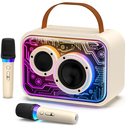 JYX D30 Karaoke With 2 Microphones&Bluetooth Speaker With Wireless Microphone And Lights For Adults And Kids
