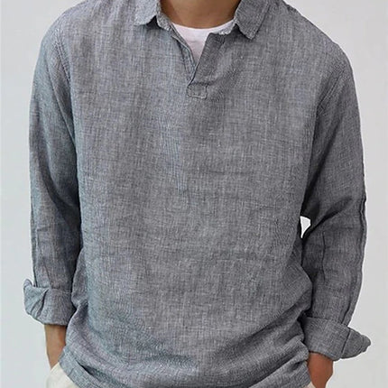 New Fashion Men's Pullover Shirt Solid Color Long Sleeve Lapel Oversize Casual Top Tee 2023 Summer Clothing For Men Shirts