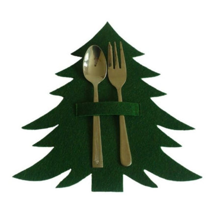 Red And Green Christmas Tree Cutlery Set