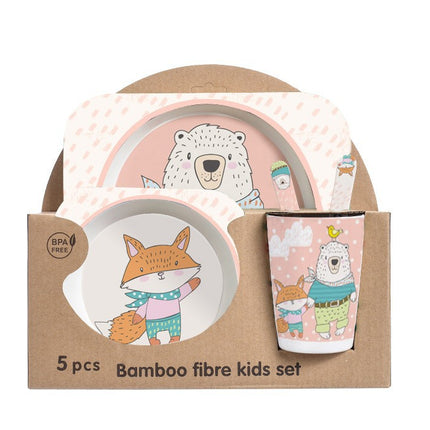 5pcs Baby Natural Bamboo Tableware Set