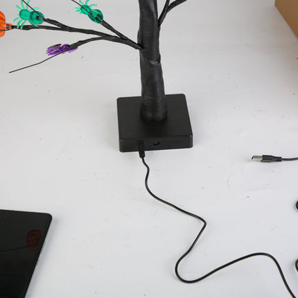 2Pack 1.97FT Lighted Halloween Trees Halloween Indoor Decorations Black Halloween Tree Lights With Timer Adjustable Twigs For Tabletop Party