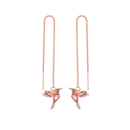 Fashion Jewelry New Unique Little Bird Drop Long Hanging Hummingbird Earrings For Women Elegant Girl Tassel Crystal Pendant Earring Jewelry