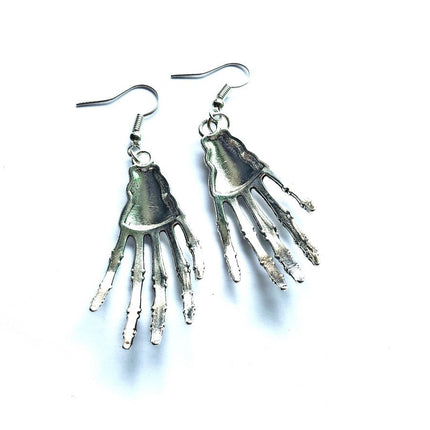 Halloween Vintage Carved Skull Skeleton Hands Earrings