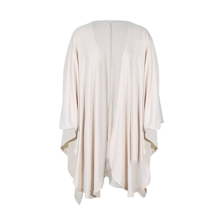 Autumn Winter Women Knitted Cardigan Mid-Length Loose Irregular Asymmetric Hem Coat