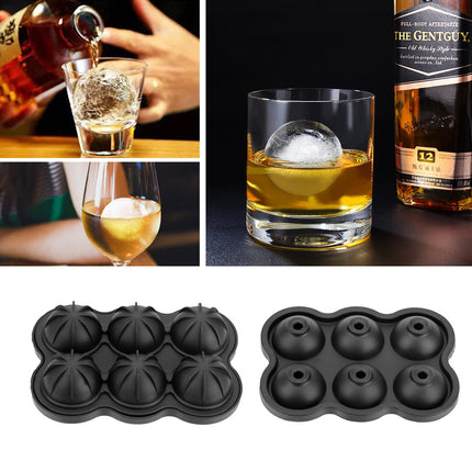 Large Ice Cube Maker Silicone Mold 6 Cell Big Sphere Ice Ball Tray Whiskey Wine Cocktail Party Bar Accessories Kitchen Gadgets