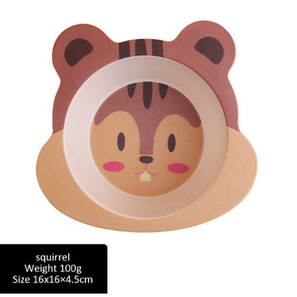 Children bowl Feeding Dishes Baby Plate Animal Creative Dinnerware Bamboo Fiber Children Plate Cartoon Dishesd Kids Tableware