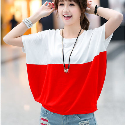 Loose-fitting Batwing Sleeve Shirt Student Women's Short Sleeve