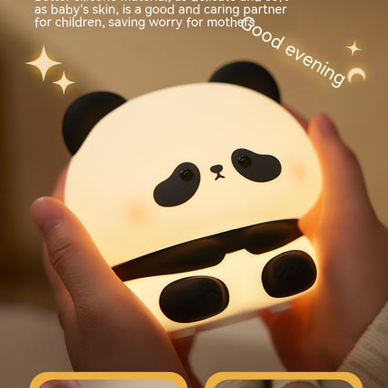 Panda LED Night Light Cute Silicone Night Light USB Rechargeable Touch Night Lamp Bedroom Timing Lamp Decoration Children's Gift Home Decor