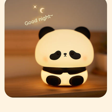 Panda LED Night Light Cute Silicone Night Light USB Rechargeable Touch Night Lamp Bedroom Timing Lamp Decoration Children's Gift Home Decor