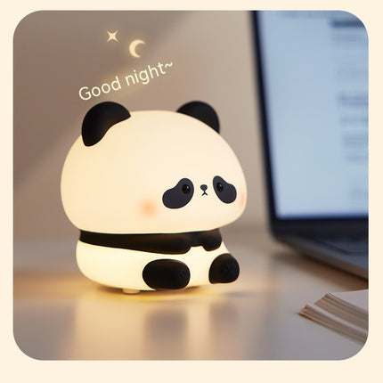 Panda LED Night Light Cute Silicone Night Light USB Rechargeable Touch Night Lamp Bedroom Timing Lamp Decoration Children's Gift Home Decor