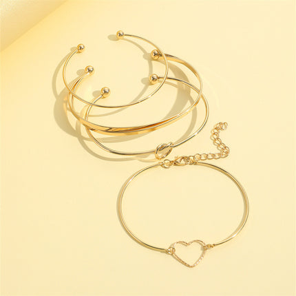 Vintage Gold Crystal Heart Letter Love Bangle Bracelet For Women Fashion Multi-layer Geometric Charm Bracelets Jewelry Gifts