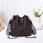Printed Bucket Bag PU Multi Layer Soft Leather Women's Fashion Simple Shoulder Bag Fashion Women's Crossbody Bag