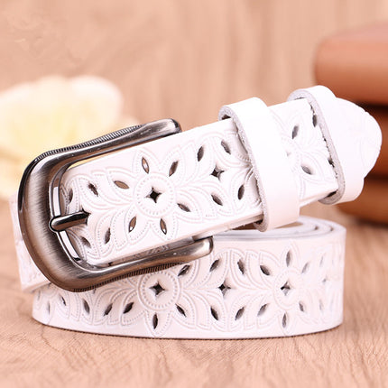 New Belt Hollow Pattern Belt Ladies Trend Waistband Genuine Woman Belt Vintage Pin Buckle Strap Jeans