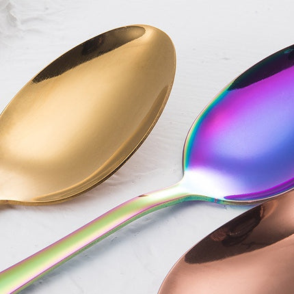 Stainless steel gold plated colorful knife and fork spoon set of four