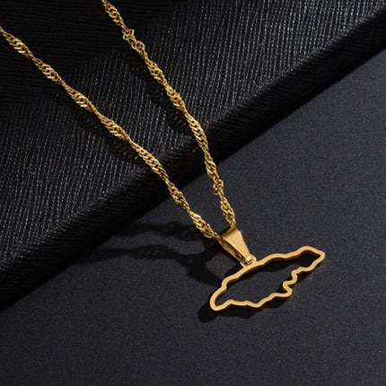 All-match Jamaica Map Geometric Pendant Necklace