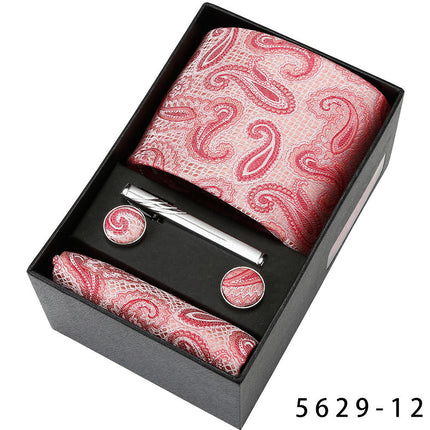 Men's Casual Banquet Tie Square Scarf Cufflinks Five-piece Set