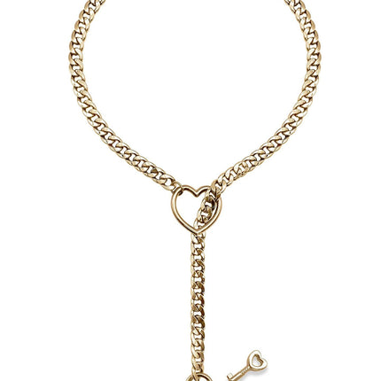 Fashion Jewelry 2024 New Slip Chain Necklace Heart O-Ring Rock Cuban Long Necklace Adjustable Heart Shaped Lock Core With Key