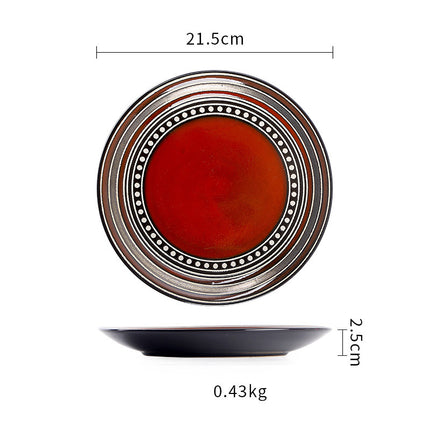 Ceramic Plate Flat Plate Creative Dish Plate Japanese Vintage Tableware