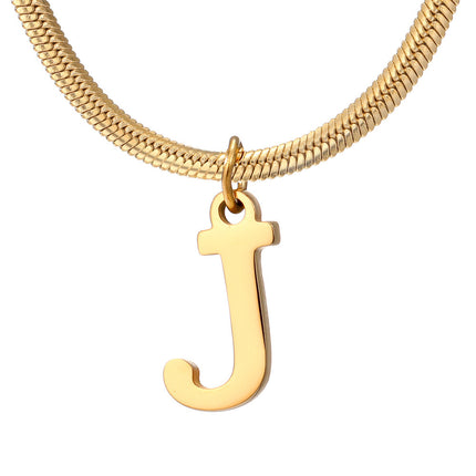 Minimalist A-Z Letter Pendant Necklace For Women Stainless Steel Gold Color Snake Chains Jewelry Birthday Gift
