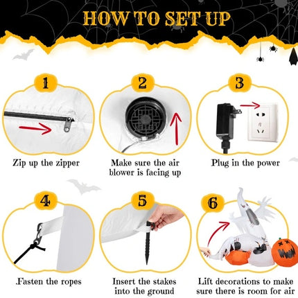 11.8 FT Halloween Inflatables Ghost Spider Pumpkin Outdoor Decorations