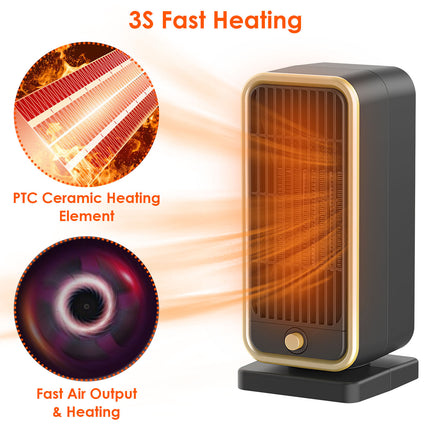 1Pc 500W Portable Electric Heater PTC Ceramic Heating Space Heater Overheating Tip Over Protection 3S Heating Space For 322 Sq FT Home Office Use